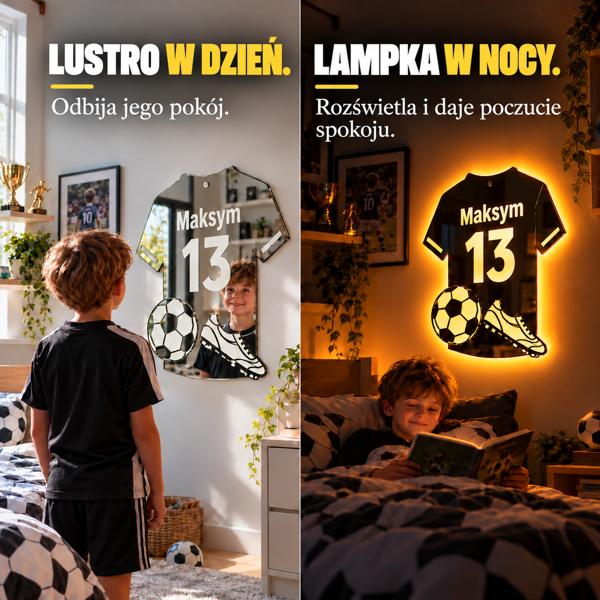 LAKSELI™ | Personalizowane lustro LED – Piłka nożna