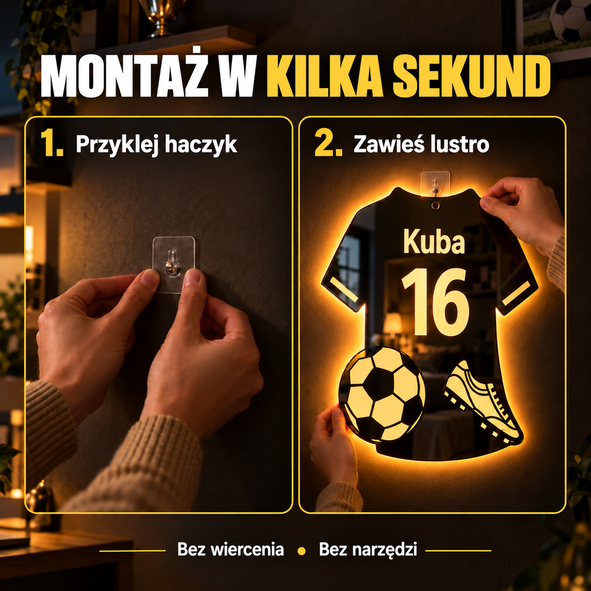 LAKSELI™ | Personalizowane lustro LED – Piłka nożna