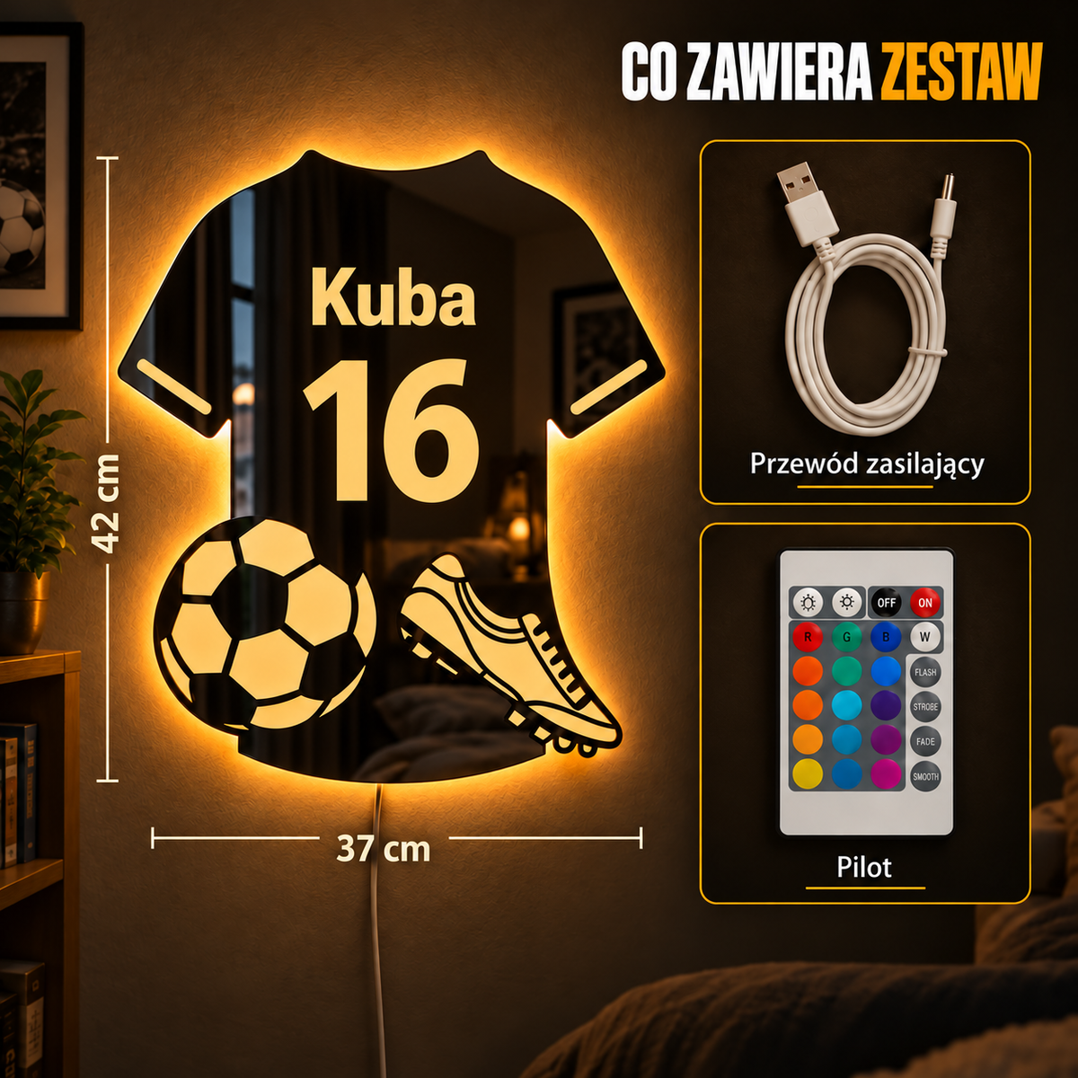 LAKSELI™ | Personalizowane lustro LED – Piłka nożna